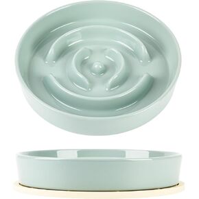 Ceramic Slow Feed Dog Bowl with Silicone Mat, 23 oz, 8.5 in, for Medium and Large Dogs (Light Green) in Kuwait