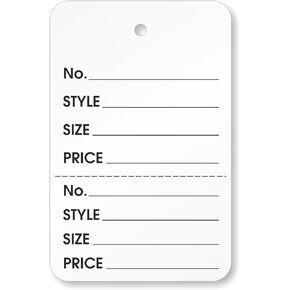 SmartSign 2.875 x 1.75 inch White Perforated Garment Tags Size - 6 | Clothing Size Style Price | 12 Point Cardstock, Pack of 1000, Made in USA