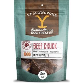 Yellowstone Limited Ingredient Dog Treats Beef Chuck - Healthy Dog Treats Made in USA - Air Dried Beef Collagen Dog Jerky Treats - Crunchy & Chewy Dog Treats - Beef Dog Treats Jerky - 4 oz