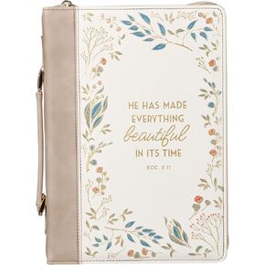 Christian Art Gifts Fashion Vegan Leather Bible Cover for Women: Everything Beautiful, Beige, Large