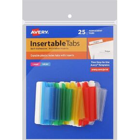 Avery Self-Adhesive Plastic Tabs with Printable Inserts