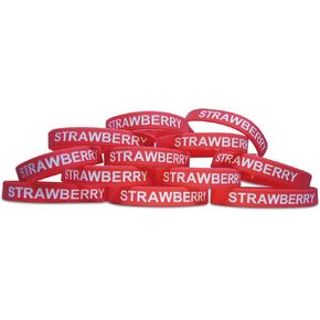 Novel Merk Strawberry Red Fruit 12-Piece Party Favor & Carnival Prize Rubber Band Wristband Bracelet Accessory
