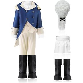 Colonial Costume Boys, George Washington Costume for Kids, Role Play Dress-Up for School Events and Parties Age 3-12 Years