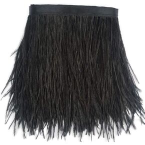 Sowder Ostrich Feather Trim Fringe Sewing Ribbon for Wedding Crafts Costumes Decoration DIY 2 Yards 3-4inch Width (Black)