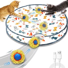 Interactive Cat Toys for Indoor Cats, Sea Urchin Smart Bouncing Ball Fast Rolling with Light, Automatic Moving Cat Ball Toys Hide and Seek Game in 28 Inch Pouch