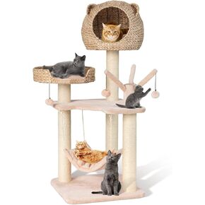 شجرة القط المنسوجة من Petsite ، برج القط الحديث مع الأرجوحة والخدش ، شقة Cattail و Top Perch ، شجرة نشاط القط للقطط الداخلية