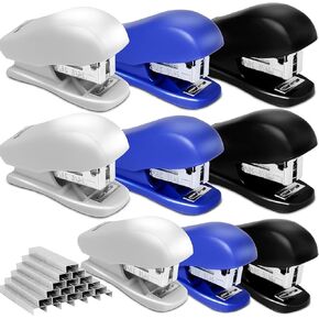 9PCS Mini Stapler with Staples,25 Sheet Capacity Office Desktop Stapler with 4320 Standard Staples,Portable Small Stapler for Student Office School Home(3 Colors)