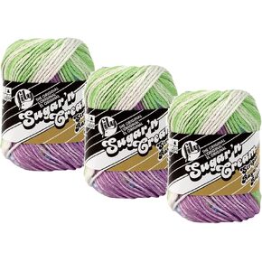 Bulk Buy: Lily Sugar 'n Cream 100% Cotton Yarn (3-Pack) Ombres, Prints, Scents & Stripes (Violet Stripes #21317)