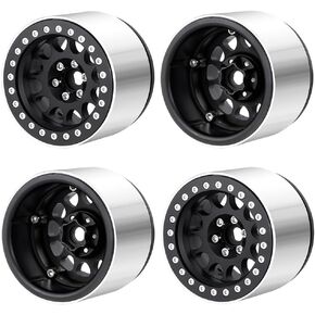 4Pcs 2.2" RC Wheels 45mm Beadlock Wheels Rims for Axial Wraith RR10 SCX10 Capra 90046 90048 D90 CC01 TRX4 TRX6 Redcat Gen8 1/10 RC Crawlers(Black)