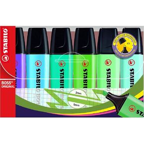 STABILO Highlighter BOSS ORIGINAL & Pastel - Wallet of 6 - Assorted Colours