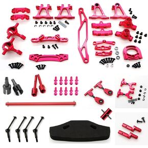 RC TT-02 Full Set Upgrade Kit Aluminum Drive Shaft Swing Arm Steering Cup CVD Bumper Motor Base Suspension Arms For Tamiya TT02 Upgrade Part 1/10 On Road Touring Rally Racing Car (Red 21PCS)