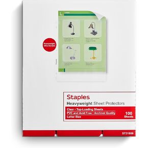 Staples Heavyweight Sheet Protectors, Clear, 100/Box