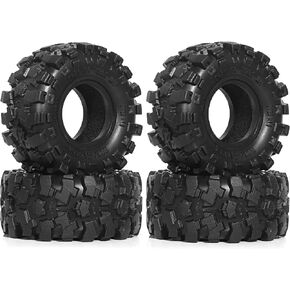 1.0 RC Crawler Tires 1/24 1/18 All Terrain Super Soft Sticky Rubber Mud Slingers Tyres For 1:24 1:18 Rock Crawler Car Axial SCX24 FMS AX24 FCX18 FCX24 TRX4M 1.0" Beadlock wheels Rim 4PCS