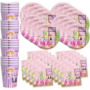 Spa Day Party Supplies for Girls - Kid Spa Party Supplies - Sleepover Party Supplies for Girls - Spa Theme Party Decorations | Tableware Set Includes Plates Napkins and Cups | Kit for 16