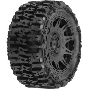 Pro-line Racing Trencher 5.7in Tires Mounted on Raid Black 8x48 Removable 24mm Hex Wheel 2 for X-MAXX KRATON 8S & Other Large Vehicles Front or Rear PRO1024010