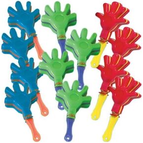 Colorful Mini Hand Clapper Party Favors - 3.5" x 1.75" x 0.38" (Pack of 12) - Assorted Color Plastic Noisemakers - Perfect for Kids Parties, Celebrations, and Events