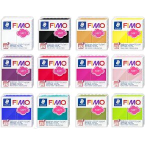 FIMO Soft Polymer Oven Bake Modelling Clay - 12 x 57g - Classic Colours - Pack of 12