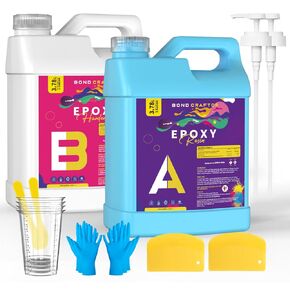 Epoxy Resin Kit, Clear Crystal Resina Epoxica Food Safe, Casting Resin for Art Craft, Jewelry Making, DIY and Silicone Molds, 2 Gallon