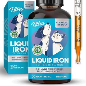 Liquid Iron Supplements for Cats, Dogs with Vitamin C and B12, Supports Anemia, Low Enery Levels and Lethargy, Improve Blood Health