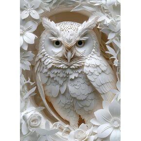 3D Owl Puzzles Paper Cut Art Puzzle 1000 Pieces for Adults, White Bird Jigsaw Puzzle Jungle Animal, Challenging Puzzles Hard Puzzle for Family Decorations