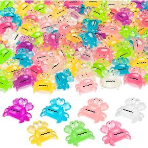 63PCS Luminous Mini Resin Crabs Cute Crab Figurines Glow in The Dark, Tiny Miniature Crabs Animals for Micro Moss Landscape Dollhouse Pots DIY Crafts Hidden Game (7 Colors)