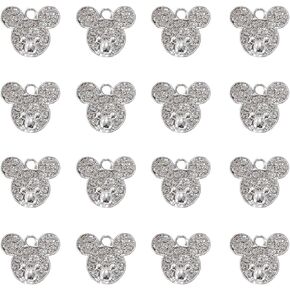 16-Pcs Crystal Jewelry Making Charms Silver Pendant Charm For Women Making Jewelry Crafts Rhinestone Charms