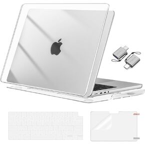 MOSISO Compatible with MacBook Pro 14 inch Case 2025 2024 2023 2022 2021 M4 M3 M2 M1 A3112 A3185 A3401 A2918 A2992 A2779 A2442, Plastic Hard Shell&Keyboard Cover&Screen Protector&Type C, Crystal Clear
