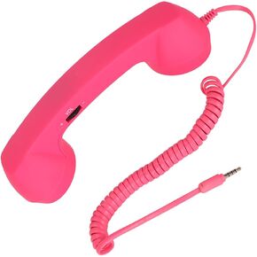 Retro 3.5mm Telephone Handset, Radiation Proof Cell Phone Receiver Mic Microphone Speaker, Vintage Phone Handset for Cellphone Smartphone,with USB C (Black)