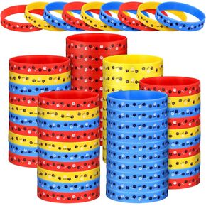 60 Pcs Paw Print Rubber Bracelets Dog Paw Birthday Party Decorations for Kids Multicolor Stretch Rubber Wristbands for Birthday Party Supplies Favors Bracelet Gifts Bulk for Dog Lovers