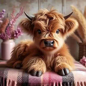 MOMDEDP Highland Cow Diamond Art Kits for Adults Beginners, Cow Diamond Painting Kits for Adults, DIY 5D Diamond Painting with Round Gem Art Kits for Adults for Gift Home Wall Decor 12x12 Inch