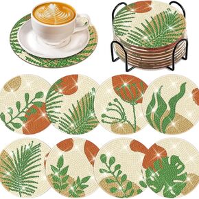 طقم Coaster Painting Art Art: DIY Diamond Painting Coaster Art Kits للبالغين اللوازم المبتدئين في المبتدئين