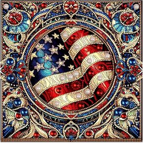 FHBUBPUP Diamond Art Painting Kits for Adults, 5D American Flag Special Shape Diamond Art for Beginners, Rhinestones Gem Art Craft Home Wall Decor Gift 12×12inch