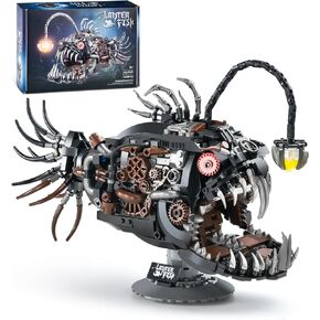 XITALAXU Mechanical Lantern Fish Building Sets,Ocean Animal Collection Toy,Adults Home or Office Decor,STEM Building Gift for Teens Boys and Girls 8-14 (1038PCS)