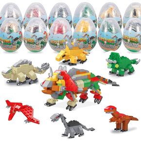 Mini Building Block Sets, 12PCS Dinosaur Toys Building Blocks, 6 in 1 STEM Toys Eggs Building Sets, Party Favors for Kids Goodie Bags Prizes/Birthday Gifts