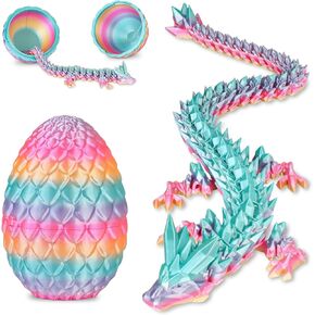 Small Dragon Eggs with Dragon Inside, 3D Printed Surprise Funny Gifts for Kids, Articulated Dragon Fidget Toys for Adults, Executive Desk Toys Office Room Décor (Pastel Rainbow)
