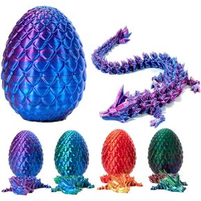 3D Printed Dragon in Egg,3-d Printed Dragon with Dragon Inside Full Articulated Dragon Crystal Dragon with Dragon Egg,Flexible Joints Home Decor Executive Desk Toys,Executive Desk Toys for Autism/ADHD