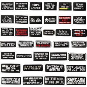Iron On Patches,Funny Phrases Iron on Word Patches for Motorcycle Biker Vest Different Slogan Letter Patch for Jackets Decoration Sew On Patches for Backpacks Jeans Clothing Book Bag 36pcs