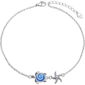 FLYOW Anklet for Women S925 Sterling Silver Adjustable Foot Beaded Infinity/Heart/Angel Wing/Turtle Ankle Bracelet Anklets Jewelry Gift
