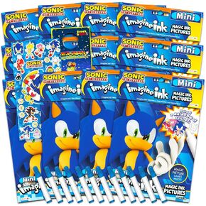 Sonic the Hedgehog Mess Free Coloring Book Set - Party Favor Supplies Bundle with 12 No-Mess Magic Imagine Ink Activity Books, Stickers & Door Hanger