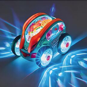 Speedlite Dynamic Gear-Powered Car with Led Lights, Children's Transparent Luminous Toy Car, Bump and Go Toy Cars with Colorful Moving Gears,Suitable for Children Aged 1-3 Years (1)