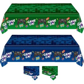 2 Pack Video Game Tablecloth Birthday Decorations with Disposable Plastic Tablecloth - Table Cover for Games & Parties, 54 x 108 Inch