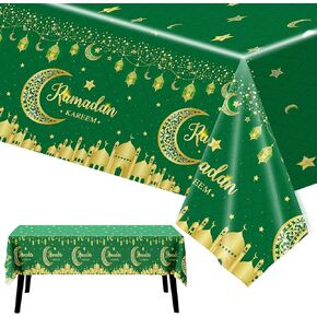 KatchOn, Green Ramadan Table Cover - 108x54 Inch, Pack of 3 | Ramadan Table Clothes for Ramadan Decorations for Home | Ramadan Mubarak Decorations, Ramadan Decorations for Table | Ramadan Kareem Decor