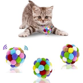 3Pcs Cat Balls & Catnip Toys Set - Cartoon Fuzzy Balls，Cat Toy Balls with Bell - Soft & Lightweight ， Interactive Playing Chewing Toys for Indoor Cats