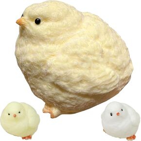 2pcs Chick Taba Squishy Toys, Handmade Squishy Squeeze Toys, Stress Relief Cute Soft Chick Squishy Toys for Party Favors(White,Yellow)