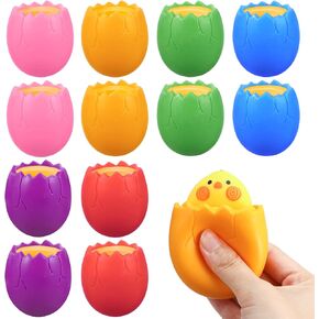 Easter Eggs Squishy Chicks, BILLMOSS 12PCS Easter Basket Stuffers Squeeze Toys for Easter Eggs Hunt, Cute Rubber Decorations Party Favors for Boys, Girls
