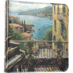 ALAZA Italy View Piano Photo Album Self Adhesive Scrapbook Album PU Leather Cover 3 Ring Binders Photo Book for Wedding Family Travel Memory
