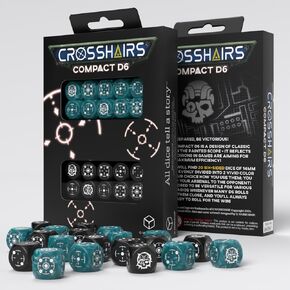 Crosshairs Compact D6: Stormy & Black by Q-Workshop, Dice for RPG Board Games, for 1+ Players and Ages 14+