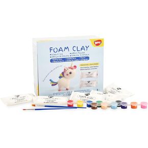 BOHS FOAM CLAY CONSION POUCH- مع Paint & Brush Acrylic - Borax Free for Kids - 30 Count ، 0.5 Oz لكل منهما ، أبيض - للمدرسة ، نشاط السفر ، هدية الحفلات.