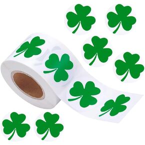 St. Patrick Day Stickers 500 Pcs Shamrock Stickers Self Adhesive Design Green Clover Roll Stickers Label Stickers for Envelope Seals Gift Boxes Water Bottles Party Decorations, 1.5 Inches
