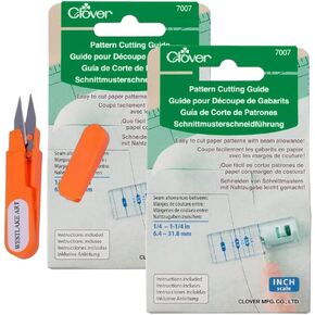 دليل قطع أنماط البرسيم Westlake ، 1/4-1-1/4 في ، حاكم قطع النسيج الدقيق | مجمعة مع مقص التطريز ، لا تنزل ، قياسات واضحة لمشاريع خياطة اللحف والخياطة [حزمة 2] in Kuwait